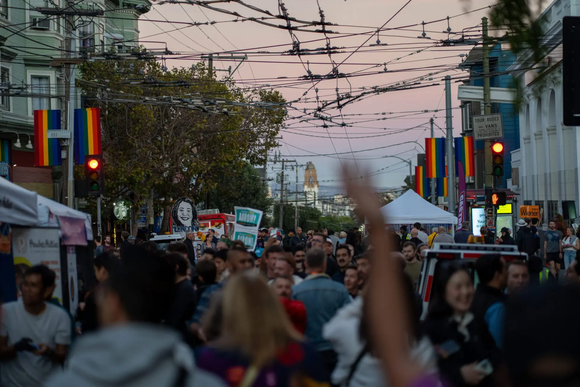 Crowd walking through Castro streets during the night market