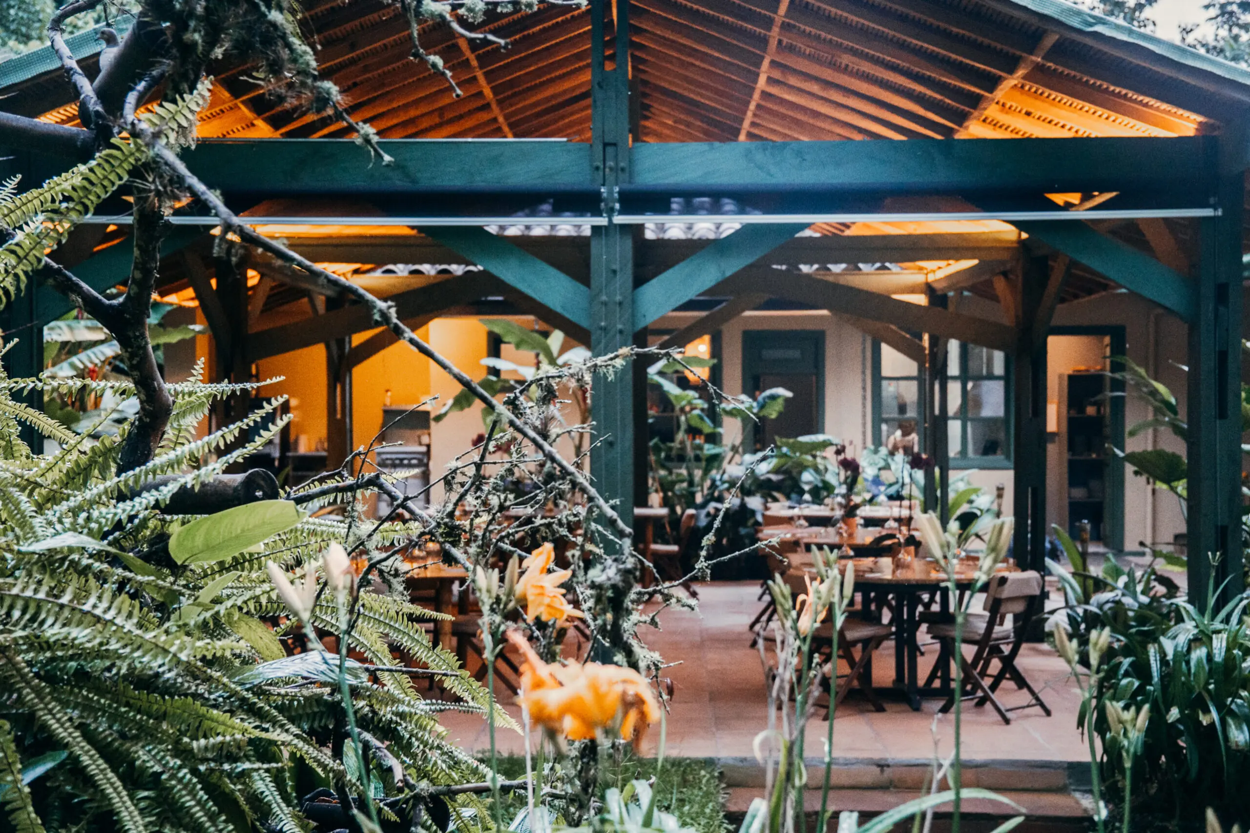 woman with a bob haircut holding a camera up to her face with a light in the background
