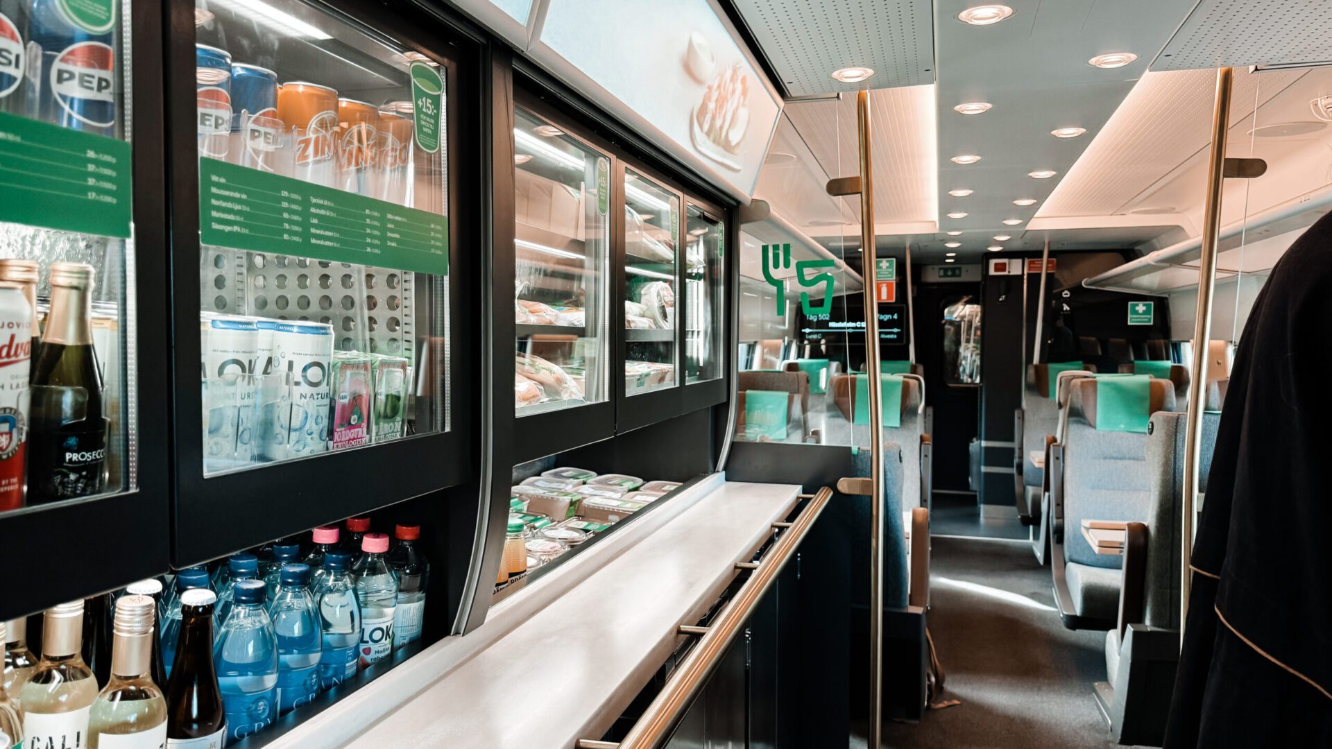 Dining car in a train