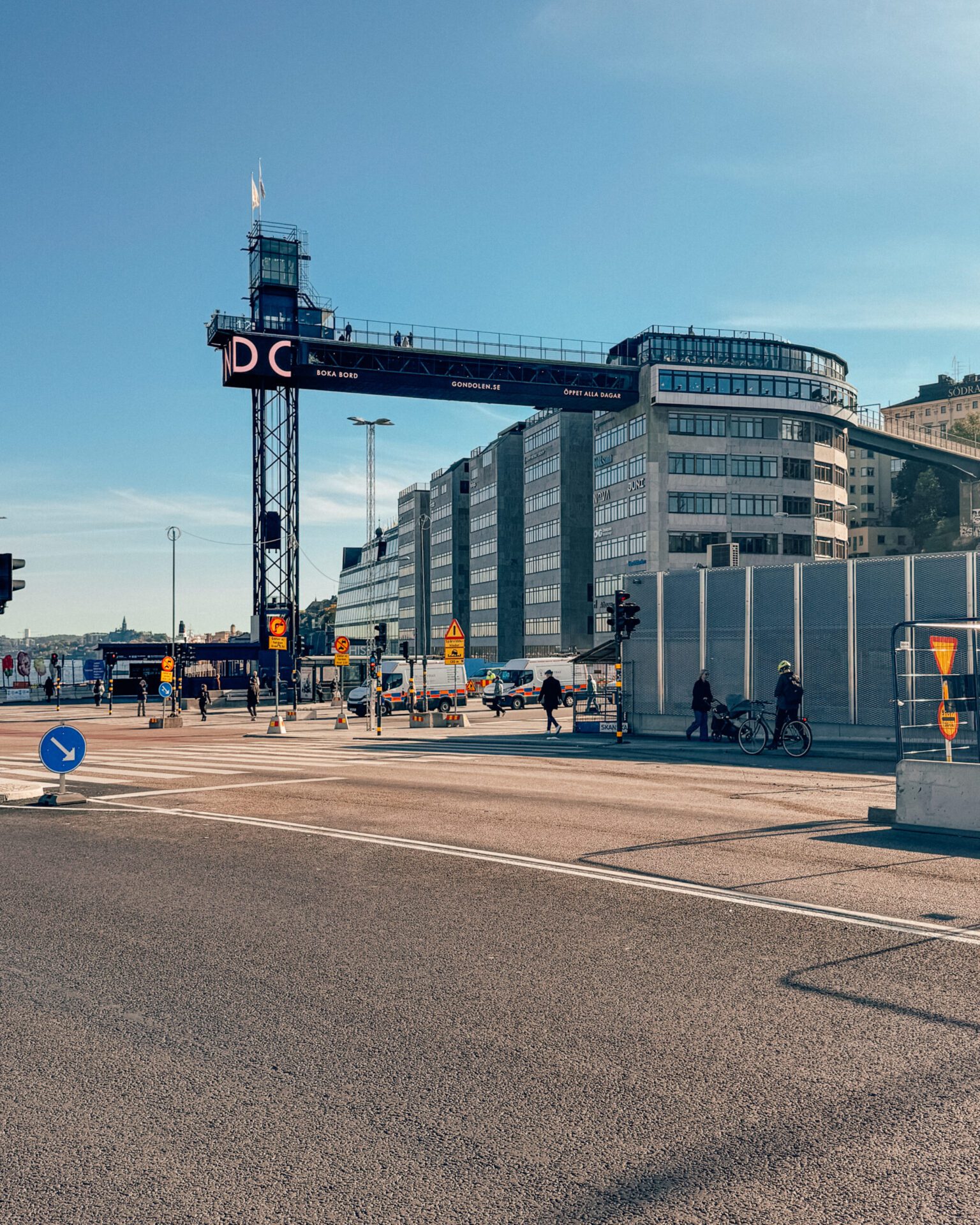 Scenic elevator ride and a pretty cool bar located inside the Slussen area. Gondolen Skybar and restauran