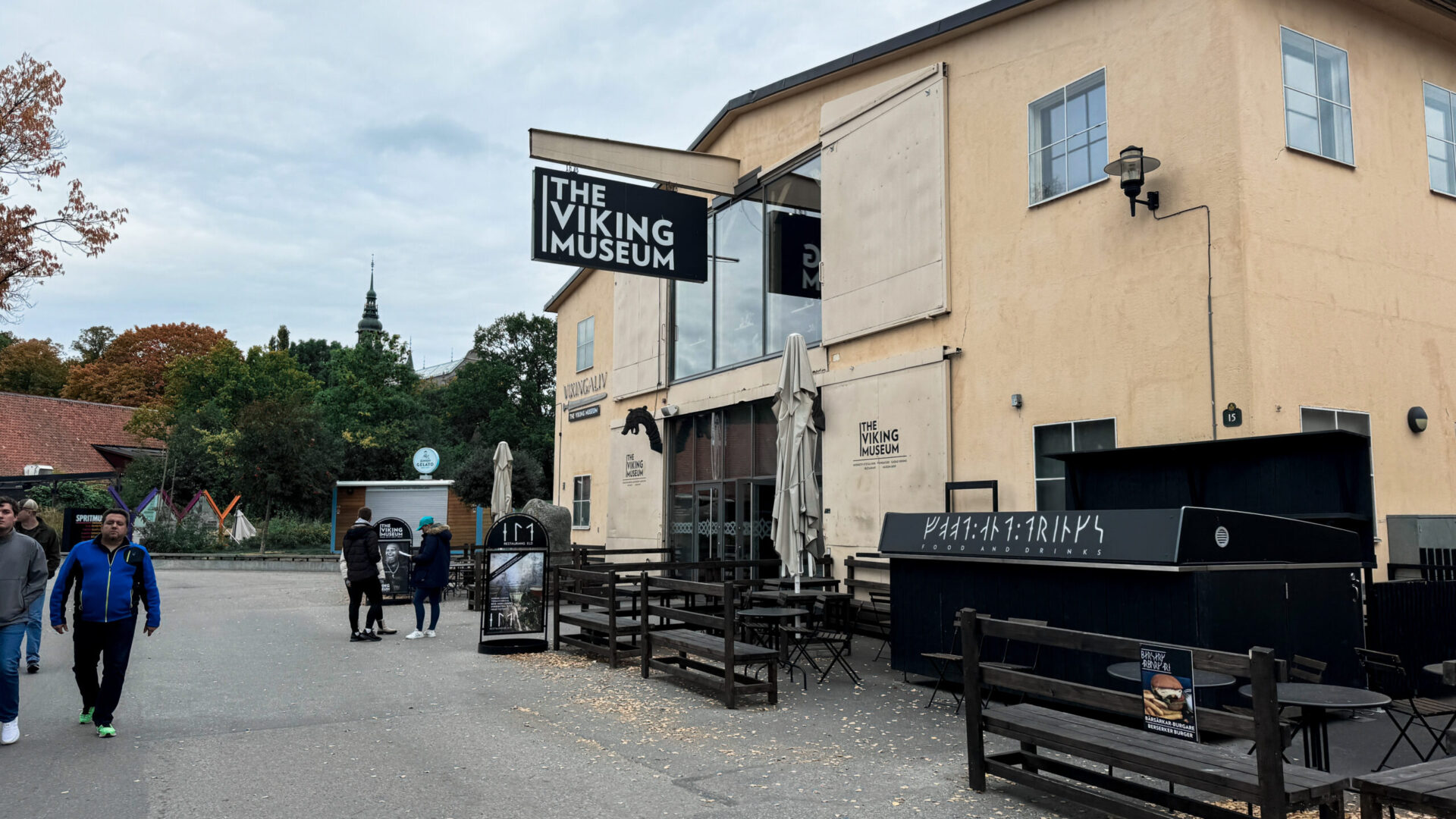 Exterior of a building with a sign that says "Viking Museum"