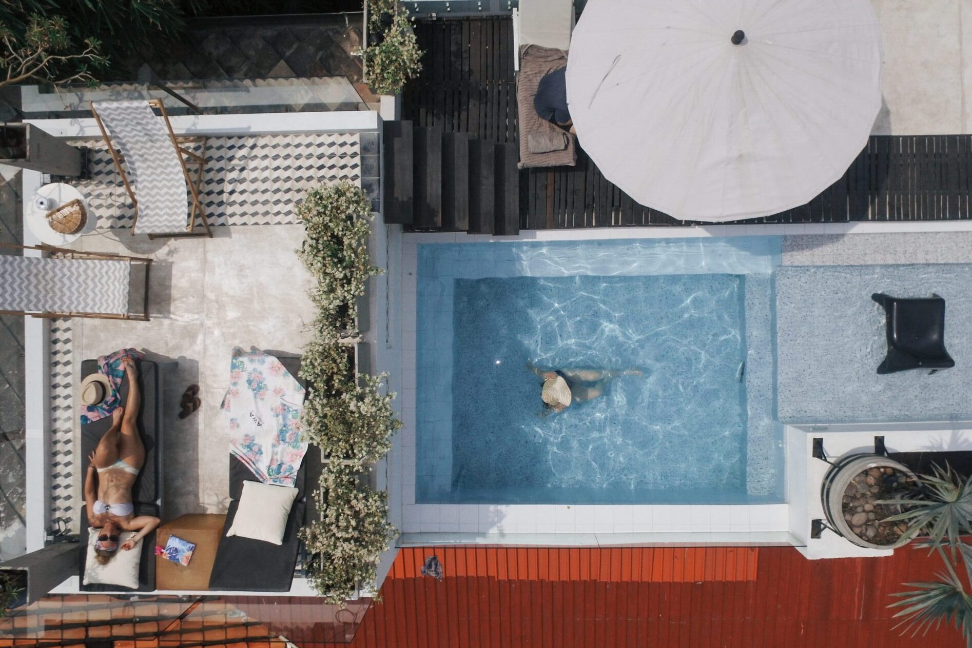 Aerial view of rooftop pool